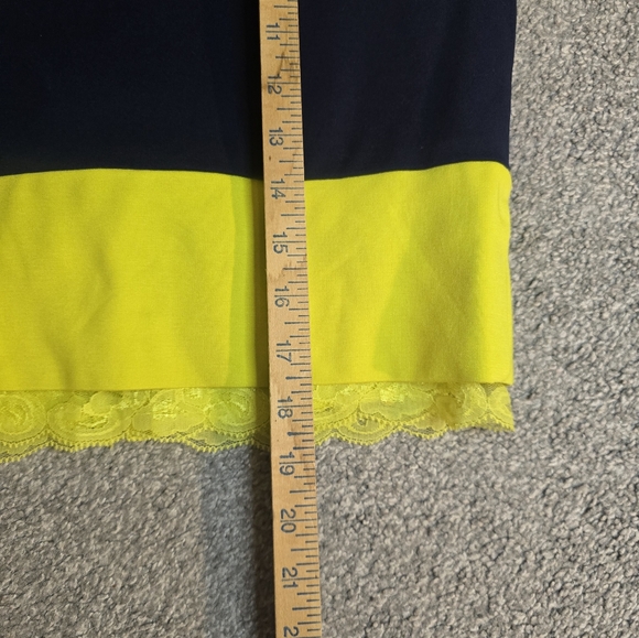 Trina Turk Navy Neon Green Lined Lace Mixed Skirt - Picture 5 of 8